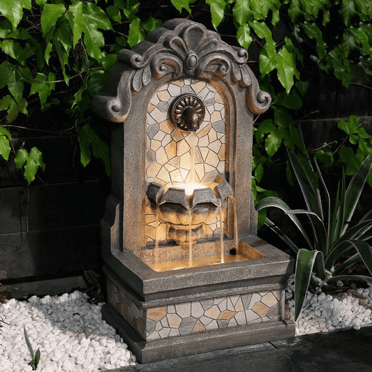 27 Inch Roman-Style Freestanding Mosaic Wall Water Fountain
