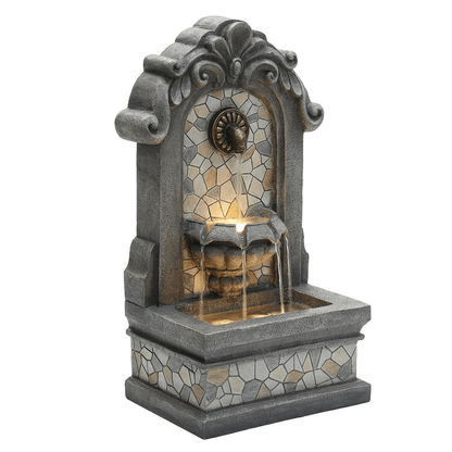 27 Inch Roman-Style Freestanding Mosaic Wall Water Fountain