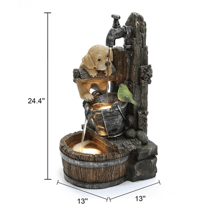 Rustic Puppy Farmhouse Faucet Water Fountain