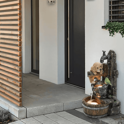 Rustic Puppy Farmhouse Faucet Water Fountain