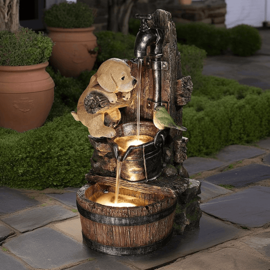 Rustic Puppy Farmhouse Faucet Water Fountain